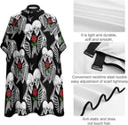 Extra Long Professional Salon Cape, Rose Flower Skull Love Skeleton Apron Haircuting Salon Cape Gown for Hair Cutting Styling