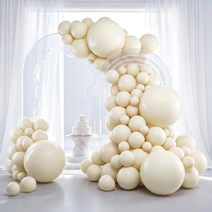 RUBFAC White Balloons Different Sizes Cream White Balloon Arch Kit 129pcs | by RUBFAC