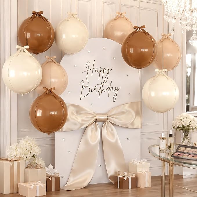 Cream Beige Khaki Round Foil Balloons - Image 3