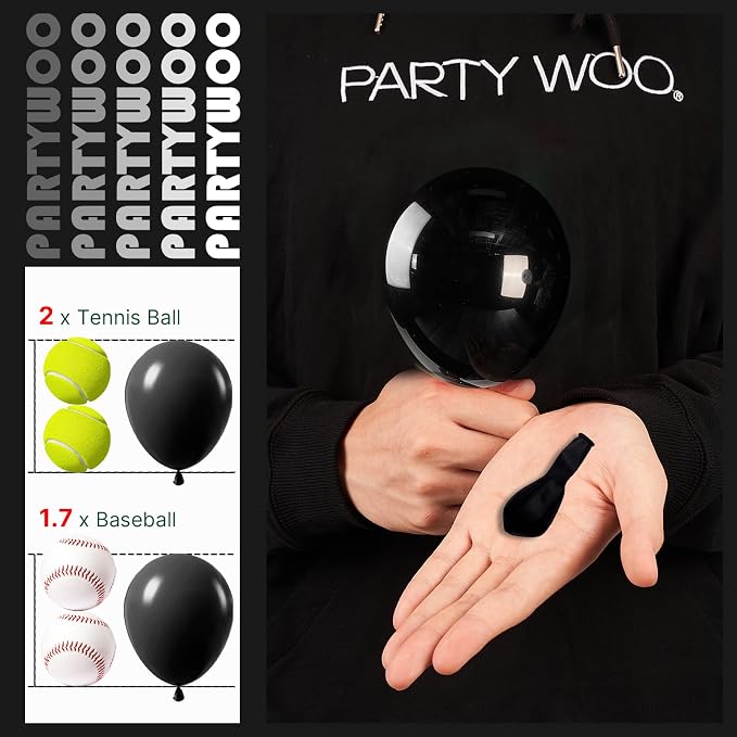 PartyWoo Black Balloons 100pcs Matte Black Latex Helium Balloons 5 Inch | - Image 3