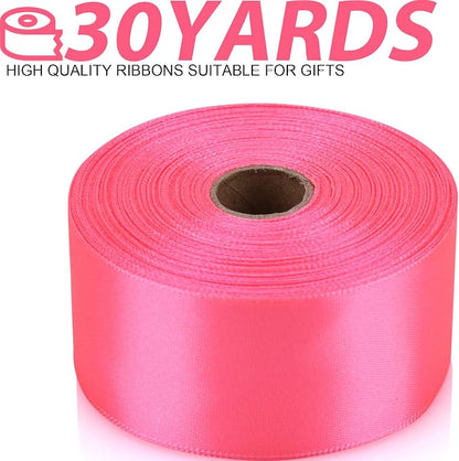 1-1/2 Inch 30 Yards Pink Solid Satin Ribbon - Image 2