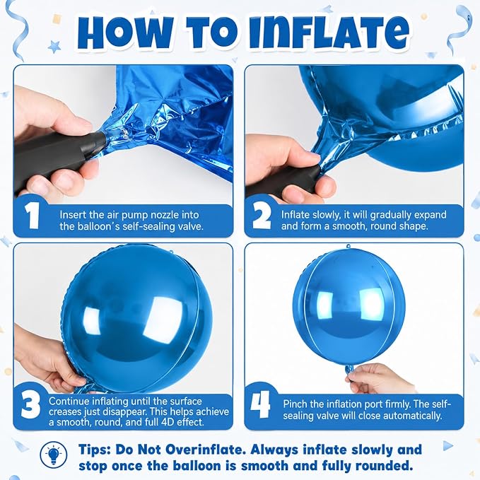 Biapian 12 Pcs Blue and Iridescent Round Balloons Foil, Large Blue Bubble - Image 7