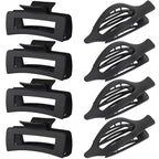 Hair Clips for Women 4.3 Inch Large Hair Claw Clips 8 pcs Square Claw Clips & Flat Hair Clips for Thick or Thin Hair French Concord Hair Barrettes Alligator Hair Accessories for Women (Black)