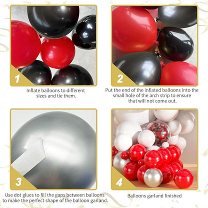 136pcs Red and Black Balloons Arch kit, 18 12 10 5 Inch Balloons | Red and - Image 3