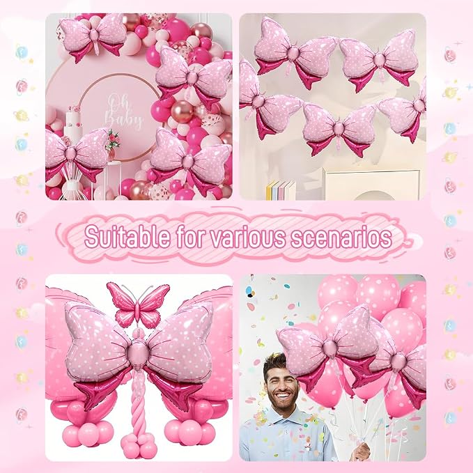 4pcs Jumbo Oversized Ribbon Balloons Coquette Bow Balloons Bow Party Coquette - Image 4