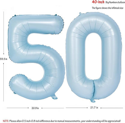 40 In Matte Blue Number Balloons Helium Foil Mylar Balloon Party Digital 50 | - Image 2