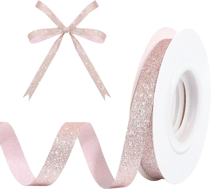 Rose Gold Metallic Glitter Ribbon by HISWAN