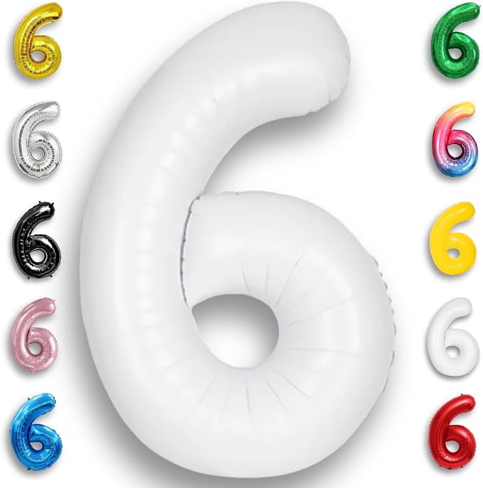 White Number Balloon 6 Mylar Foil Balloons 32 inch by Unknown