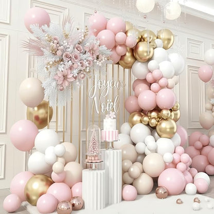 Pink Beige Gold Balloon Garland Arch Kit, 109 Pieces Blush Pastel Pink Peach - Image 4