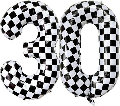 LHOAVWE Number 30 Checkered Balloons 40 Inch Giant Race Car Checkered 30 Number by LHOAVWE