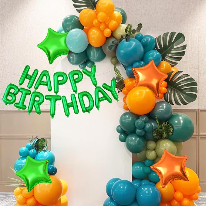 29PC Green Orange Happy Birthday Balloons Banner, 16Inch 3D Aluminum Letter - Image 4