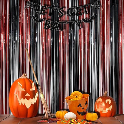 BRAVESHINE Party Streamers Fringe Backdrop | Red and Black Foil Curtain | 2 - Image 7