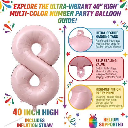 40" Light Pink Foil Number 18 Balloon - Image 2
