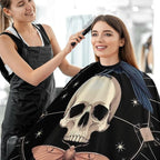 Large Size Salon Barber Cape, Black Raven Moon Skull Professional Hair Cutting Cape for Men Women