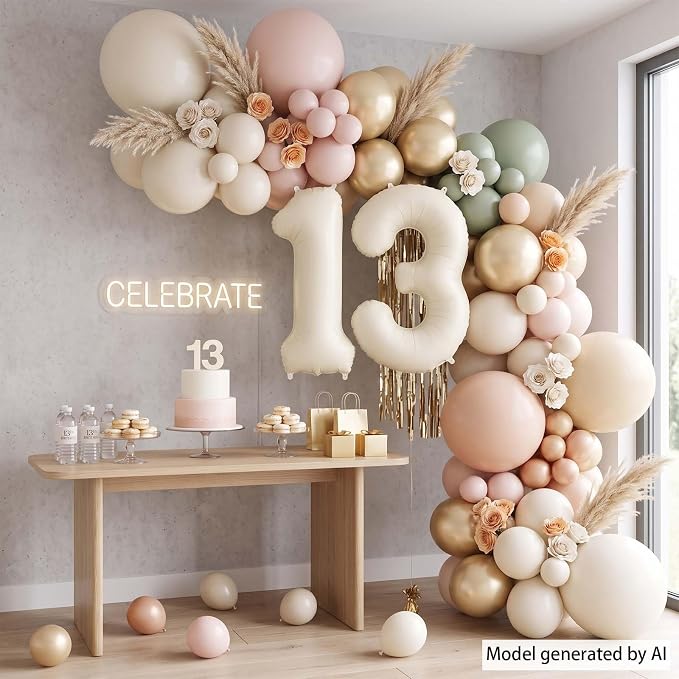Cream Number 13 Balloon 40 Inch, Foil Numerals - Image 7