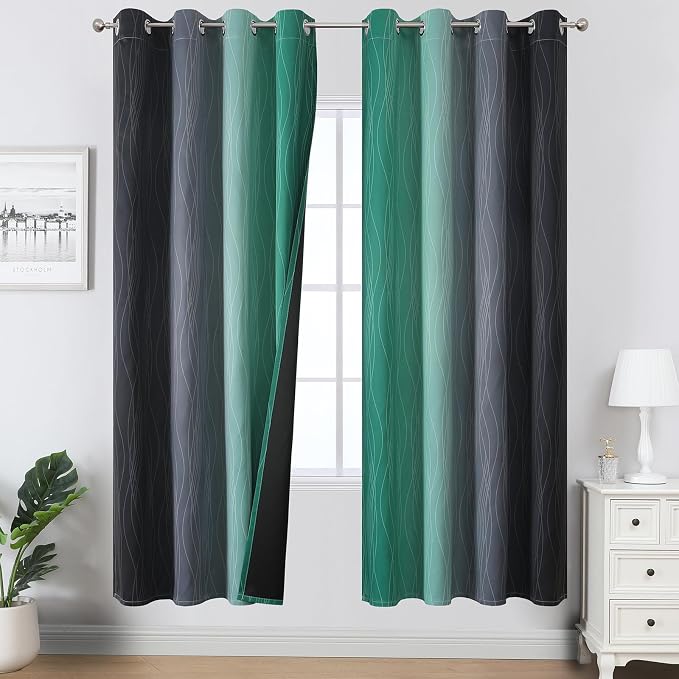 Black and Green Ombre Blackout Curtains by ESTELARTEXTILER
