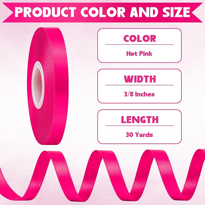 3/8In 30Yards Rose Red Thin Ribbon - Image 2