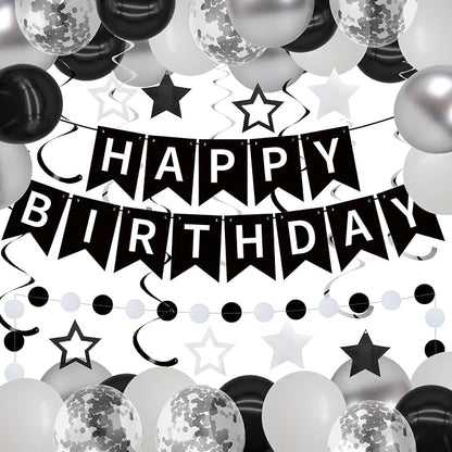 ZHENGYE Black Birthday Party Decorations Set: Happy Birthday Banner, Circle Dots by ZHENGYE