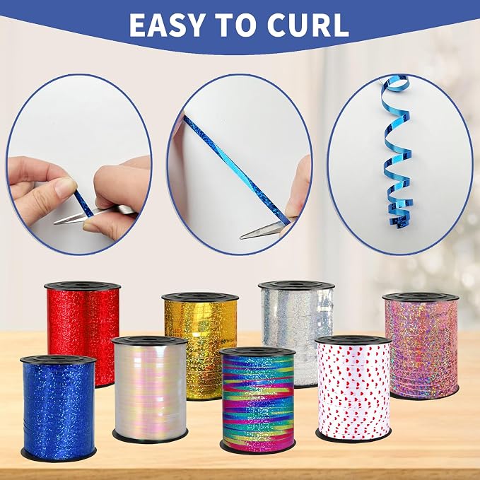 500 Yards Blue PVC Curling Ribbon, 5mm Width, Crafts and Celebrations - Image 4