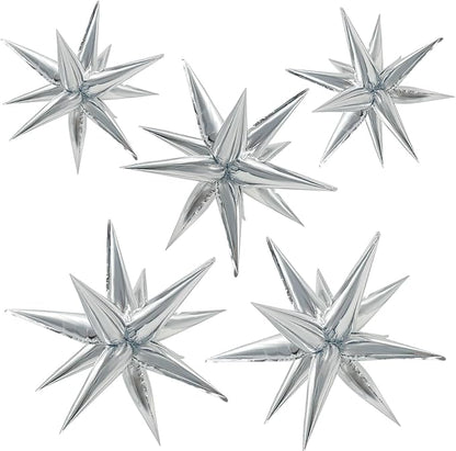 60Pcs Silver Star Balloons Birthday Decorations Explosion Mylar Balloons 12 by BOMSI