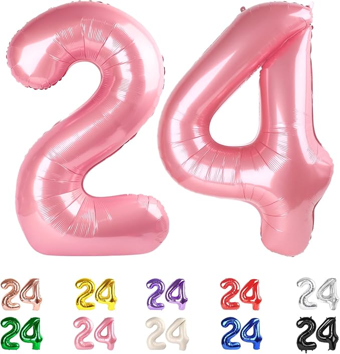 Number 24 Balloon 40Inch for 24 Year Old Birthday Decorations, Pearl Pink | by Mluchee