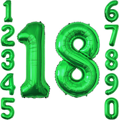 Green Number 18 Balloon 40 Inch, Shiny Foil Duo by Unknown