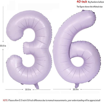 40 In Matte Purple Number Balloons Helium Foil Mylar Balloon Digital 36 | - Image 2