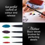 Silver Brush Limited WC-3124ST Black Velvet Voyage Master Travel Set for Watercolor, Gouache, Inks, & Dyes, Set of 4, Sizes 2, 4, 6, and 8 Round Paintbrushes, Short Handle