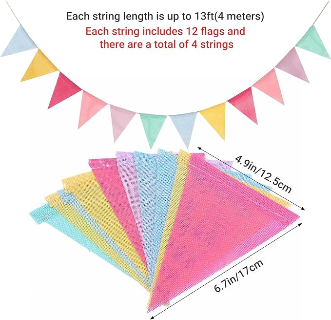 Pennant Banner Flags Pastel, Baby Shower, Birthday Decor – Party Decoration - Image 2