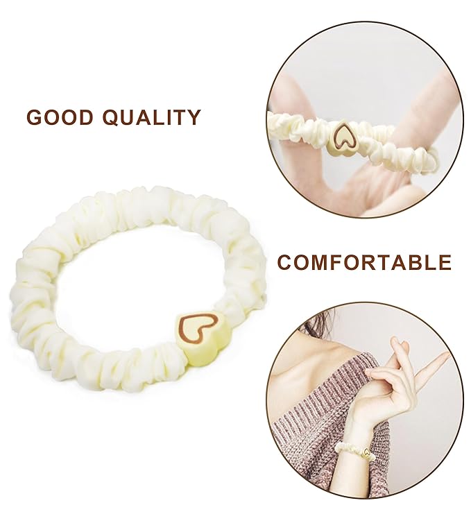 9PCS Hair Bracelets for Women Elastic Bracelets Hair Ties No Damage Hair Bands for Girls Silk Scrunchies Thick Thin Long Curly Hair Accessories for Women