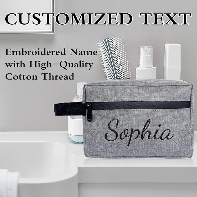 Personalized Toiletry Bag for Men, Embroidered Name Mens Toiletry Travel Bag, Waterproof Canvas Shaving Bag with Large Capacity, Custom Men Hanging Toiletries Bag for Traveling (Black)