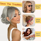 KooKaStyle Ponytail Extension, 10" Short Claw Clip in Pony Tails Hair Extensions Curly Wavy Synthetic Drawstring Hairpieces for Women(Smokey Silver)