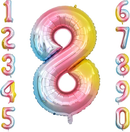 Rainbow Ombre Number 8 Balloon 40 Inch Pastel Foil Decor by Unknown