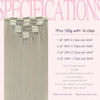 PINKPEARL Clip in Hair Extensions Real Human Hair, 14 Inch 120g 7pcs #1000 Gray Blonde Human Hair Extensions Clip Ins, Remy Hair Clip ins(#1000-14)