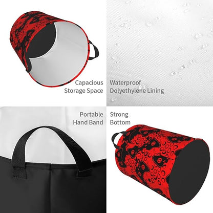 Game Joysticks Red Background Round Laundry Hamper Storage Basket Toys Clothes - Image 3