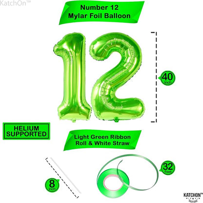 KatchOn Light Green 12 Balloon Number 40 Inch | Lime Green 12 Balloon, Happy - Image 2