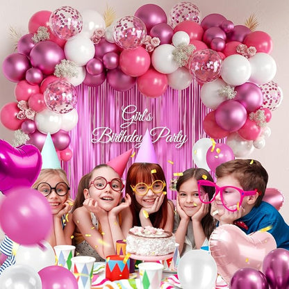 Hot Pink White Balloons Garland Arch Kit - Image 4