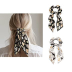 Cat Scarf Scrunchies for Women Paw Print 2 Piece Knotted Bow Hair Scrunchies Lightweight Bow Hair Tie with Knot Non Damage
