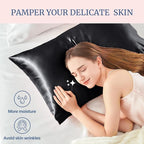 BEDELITE Satin Pillowcase for Hair and Skin, Super Soft and Cooling Similar to Silk Pillow Cases 2 Pack with Envelope Closure, Gift for Women Men(20"x30" Queen Size, Black)