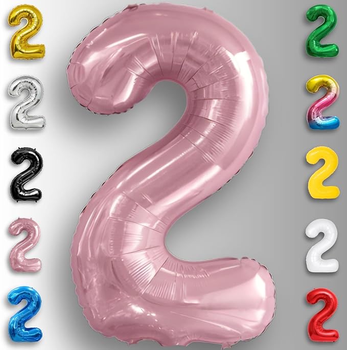 Pink Pearl Number Balloon 2 Mylar Foil Macaron Balloons 40 inch - Image 5