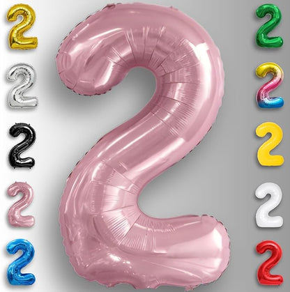 Pink Pearl Number Balloon 2 Mylar Foil Macaron Balloons 40 inch - Image 5