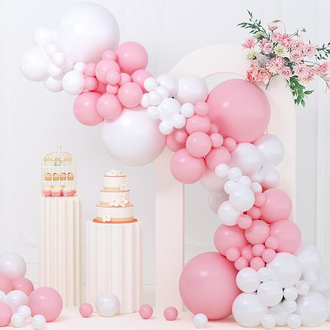 135pcs Pink and White Balloons Arch Kit Different Sizes of 18 12 10 5 Inch Off by YISHEBAPA