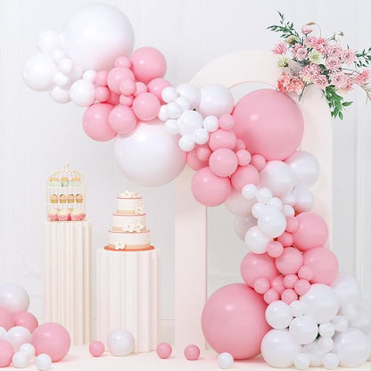 135pcs Pink and White Balloons Arch Kit Different Sizes of 18 12 10 5 Inch Off by YISHEBAPA