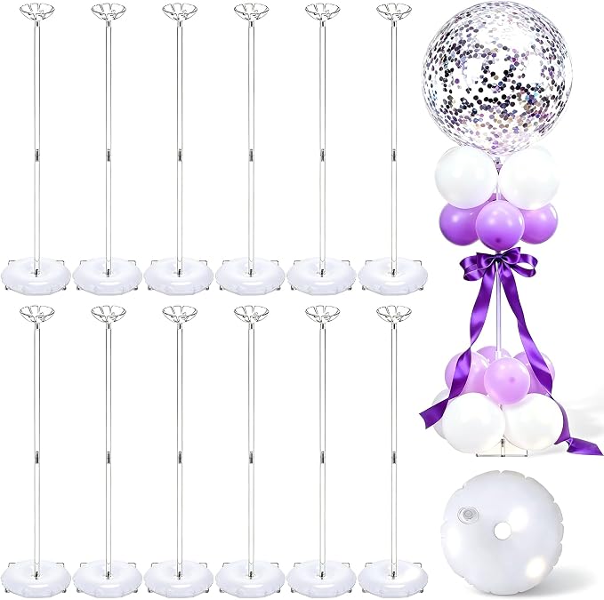 Aneco 12 Pieces Clear Acrylic Balloon Stand Set 23.6 Inches Height Balloon by Aneco