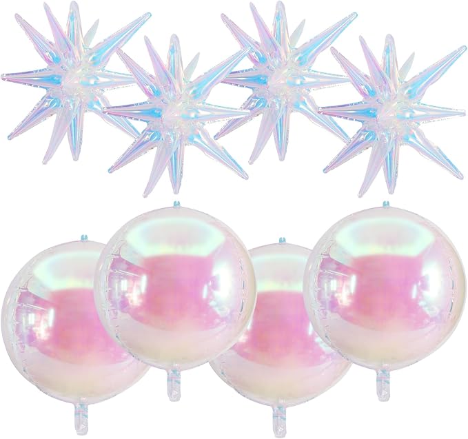 TONIFUL 8Pcs 22Inch Iridescent Large 4D Giant Round and Star Balloons Explosion by TONIFUL