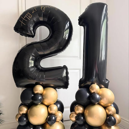 Black 17 Balloon Number, 40 Inch Number 17 Balloon Large Black Foil Mylar - Image 3