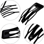 Chinco 24 Pcs Double Grip Hair Clips Metal Snap Clips Women Barrettes for Hair Making, Salon Supplies(Black,2 Inch)