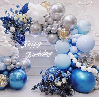 Blue Red and Silver Balloons 18 Inch 24 Pack Matte Helium Latex Round Balloons - Image 4