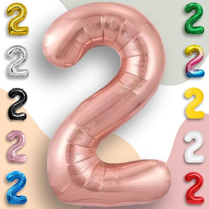 Rose Gold Number Balloon 2 Mylar Foil Balloons 40 inch - Image 2