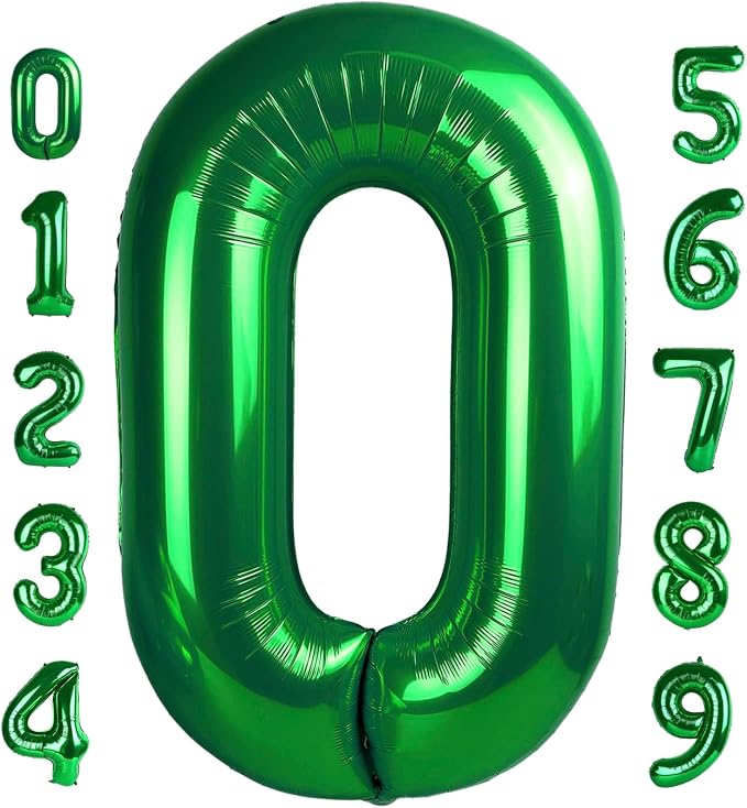 Number 0 Balloons 40 Inch for 10 100 Birthday Party Decorations, Dark Green | by Mluchee